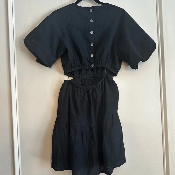 NWT Madewell Seersucker Puff Sleeve Cutout Mini Dress - Size S - Picture 8 of 10